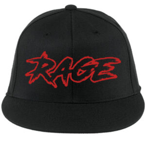 C808 Port Authority Flexfit FlatBill Black  w/Black & Red "Rage" S/M  L/XL