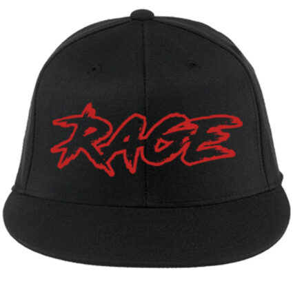 C808 Port Authority Flexfit FlatBill Black  w/Black & Red "Rage" S/M  L/XL