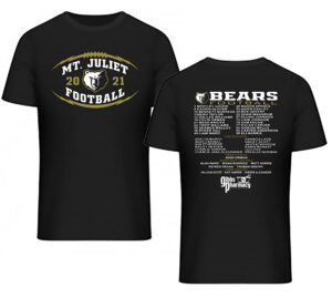 MJYF Black "C" T-Shirt with "Mt. Juliet Football 2021" & Players’ names YOUTH