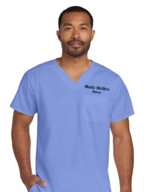 Music Medics Unisex WorkFlex Ceil Blue Chest Pocket V-Neck Top by Wink® WW3160