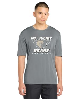 "Shadowed Bear: - Full Chest Logo - Black - ST350 DryFit Concrete Grey