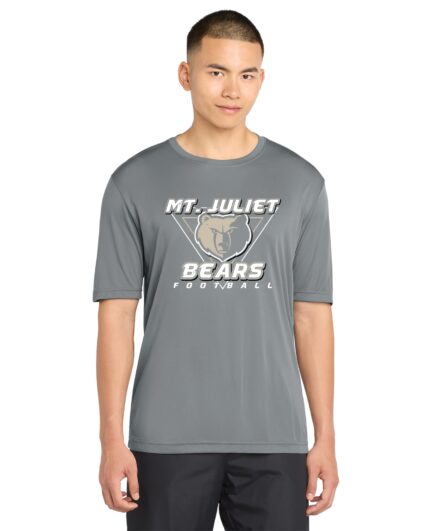 "Shadowed Bear: - Full Chest Logo - Black - ST350 DryFit Concrete Grey